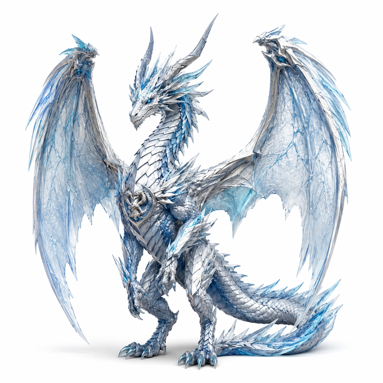 Product 3 (3) Double Dragons Frost Crystal Ice Dragon Premium Collectible Figure with Display Box - Image 1